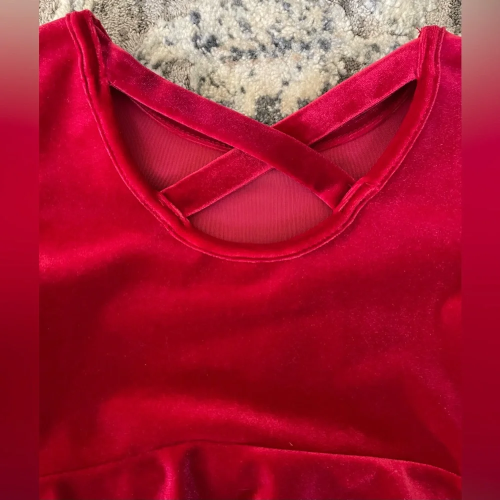 The Children's Place Red Velvet Long Sleeve Skater Dress